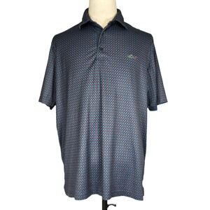 Greg Norman Mens Polo Shirt XL Play Dry Blue/Pink Print Multi-Color Shark Logo